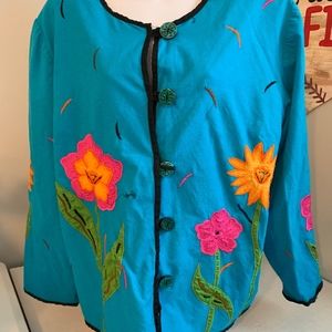 Allure women's embroidered applique jacket 1X